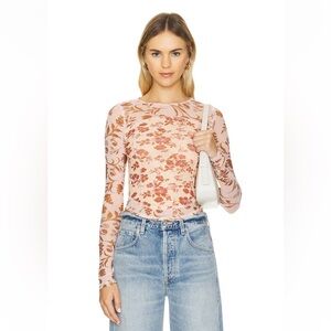 Free People | Betty’s Garden Top in Coral Combo 🤎 Size XS